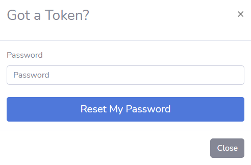 Image showing the reset password modal.